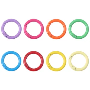 25mm colorful alloy spring O-rings in eight assorted paint finishes for DIY keychains