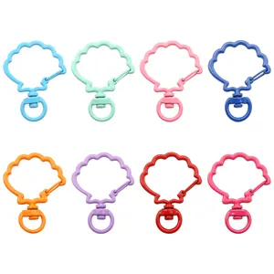 Set of 8 colorful shell shaped metal lobster clasps for DIY keychains and bags