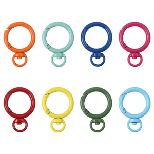 Metall Federring Verschluss Mit 360 Grad Wirbel D Ring Bunte Einbrennlack Runde O Ring Schlüsselanhänger Clips DIY Schmuck Zubehör