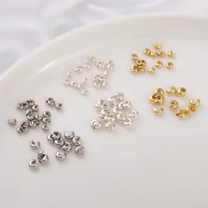 Three-color 14K gold filled C-shaped crimp bead covers for DIY jewelry making