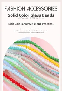 Détails de perles en verre de 4mm aux couleurs unies assorties pour la création de bijoux DIY