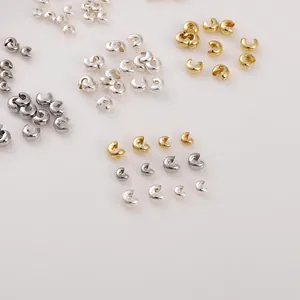 Polished 14K gold-filled C-clasp end beads for DIY jewelry making in three metallic colors