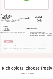 Detailed size specifications for 6mm and 8mm handmade millefiori glass beads for DIY