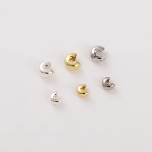 14K gold filled and silver crimp bead covers in three sizes for DIY jewelry making
