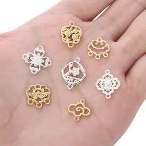 Pendentifs lotus et fleurs de prunier plaqués or 14K pour bijoux artisanaux