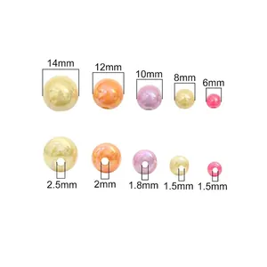 Acrylic round beads size chart with pearl coating for DIY jewelry making 6mm to 14mm
