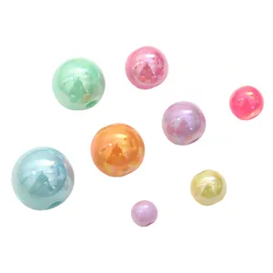 Mixed sizes of iridescent acrylic beads with holes for DIY jewelry making and bracelets