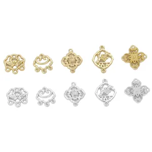 Pendentifs traditionnels chinois pivoine et lotus plaqués or 14K pour bijoux DIY