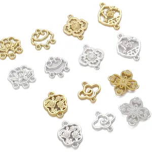 Pendentifs lotus et pivoine plaqués or 14K pour la création de bijoux et d'épingles