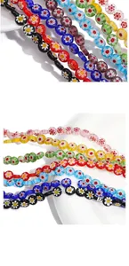 Macro shot of 6-8mm colorful millefiori glass beads for DIY bracelet jewelry making