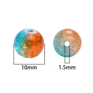 Orange and blue 10mm crackle glass beads for DIY jewelry making and necklace crafts