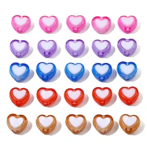 Perline colorate a cuore in acrilico per gioielli fai-da-te e bracciali fatti a mano
