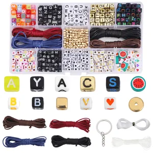 Alphabet Perlen Wachskordel Herz Wassermelone Anhänger Für DIY Schmuckherstellung Armband Halskette Handgemachtes Zubehör Kit