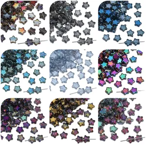 Creazione Gioielli Fai-da-te 8mm Perline di Vetro Stella Placcate Stelle a Cinque Punte Perline Sciolte per Bracciali