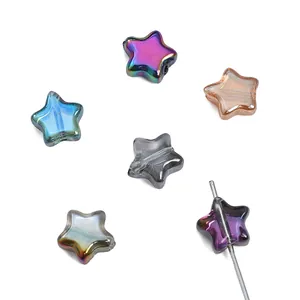Perline di vetro a forma di stella iridescenti per gioielli fai-da-te con finitura arcobaleno