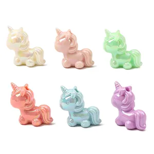 Lot de 6 breloques licorne nacrées colorées pour bijoux et colliers DIY