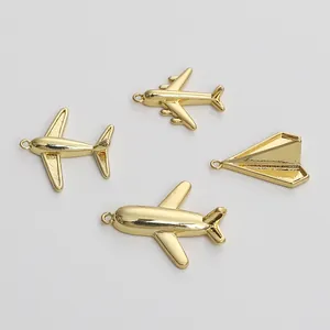 14K Gold Plated Copper Airplane Pendants Creative Paper Plane Charms For DIY Necklace Bracelet Earrings Jewelry Making Accessories