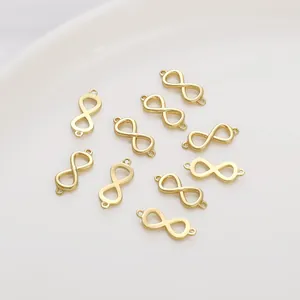 Close-up of 14K gold-plated infinity link connectors for DIY jewelry making sets