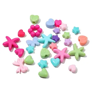 Bunte Acrylperlen Set mit Herz Stern und Blumenformen für DIY Schmuckherstellung