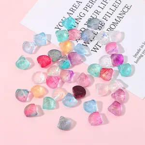 Colorful iridescent scallop shell beads for DIY jewelry making in various gradient colors