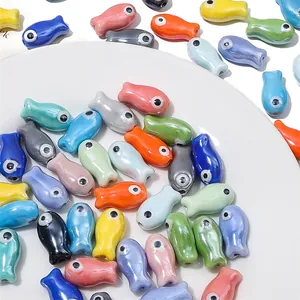 Colorful ceramic fish beads for DIY jewelry making and handmade bracelet craft