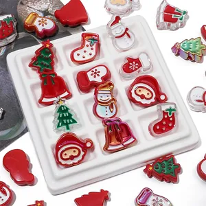 Christmas Acrylic Cartoon Loose Beads Santa Claus Snowman Tree Bell Gloves Socks DIY Jewelry Making Handicraft Accessories