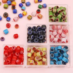 8mm millefiori glass beads set in a 6-compartment storage box for DIY jewelry making