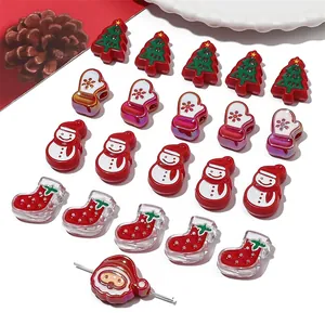 DIY acrylic Christmas beads set with Santa, snowman and tree shapes for jewelry making