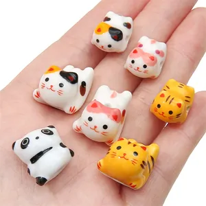 Perline in ceramica a forma di gatto portafortuna e panda per gioielli fai-da-te