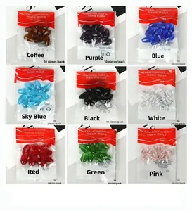 Vue détaillée de perles en verre en forme de goutte colorées, emballage de 10 pièces
