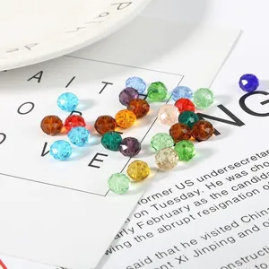 Assorted 8mm faceted crystal glass beads in vibrant colors for DIY jewelry and crafts