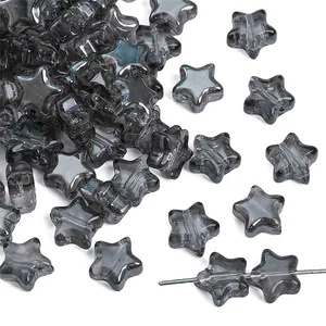 Translucent smoky gray star-shaped glass beads for handmade DIY jewelry bracelets
