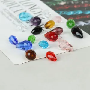 Perles en verre facettées en forme de goutte multicolores pour bijoux DIY