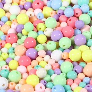 Mezcla de cuentas redondas de acrílico macaron para manualidades DIY y creación de joyas
