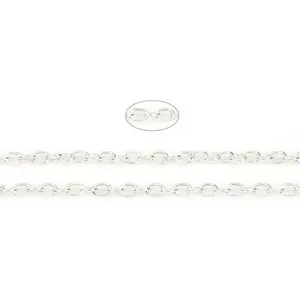 Macro detail of silver oval-link chain for DIY jewelry making and necklace extension