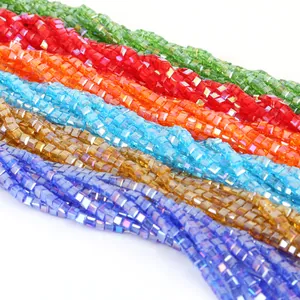 Colorful 2-8mm faceted square glass crystal beads for DIY jewelry making and crafting