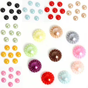 Flatback ABS sunflower pearls for DIY jewelry making with smooth glossy finish
