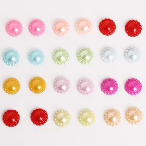 Flatback ABS pearl sunflower beads in multi-color 24-piece set for DIY jewelry crafting