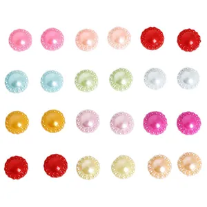 Flatback ABS faux pearl sunflower beads in mixed bright colors for DIY jewelry making