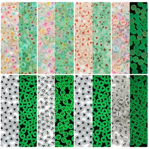 Luminous Acrylic Letter Heart Beads Glow In Dark Flat Round Number Star Moon Smile Face Beads For DIY Jewelry Making