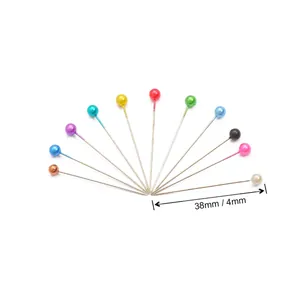 Bunte 38mm Perlenkopf-Stecknadeln mit 4mm Rundkopf für DIY-Schmuckherstellung