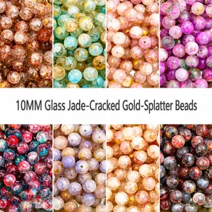 10mm vintage crackle glass beads with gold foil for DIY handmade jewelry making