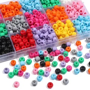 Cuentas de Acrílico de Color Sólido con Cuatro Agujeros 8x6mm para DIY Pulsera Collar Suministros para Joyería Artesanía