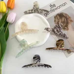 French Vintage Acetate Hair Claw Clips Large Marble Texture Shark Clip For Thick Hair Women Elegant Hair Styling Accessories