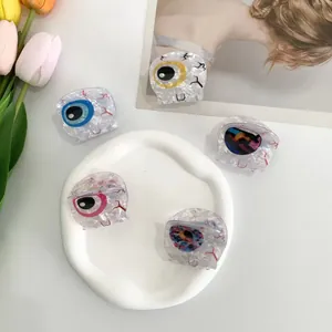 Molla per Capelli Gotica a Forma di Bulbo Oculare con Motivo Arrossato in Acrilico Fermaglio Squalo per Halloween Festa Donna