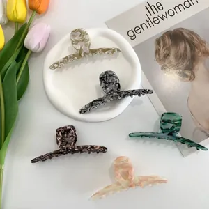 Five-piece marble pattern acetate claw clip set in assorted colors for French hair styling
