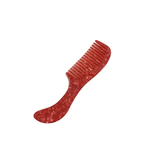Retro red marble acetate hair comb with anti-static design for daily styling
