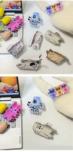 Détails de pinces à cheveux en acétate avec motifs de dalmatiens et de chats