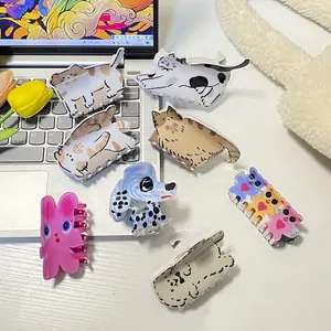 Pince Crabe Cheveux Y2K Dessin Animé Acétate Motif Dalmatien Chat Lapin Ours Accessoires Cheveux Mignons pour Femmes