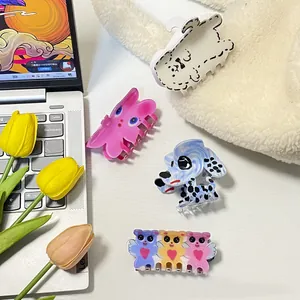 Lot de pinces à cheveux mignonnes en acrylique avec motifs de lapin et chien y2k